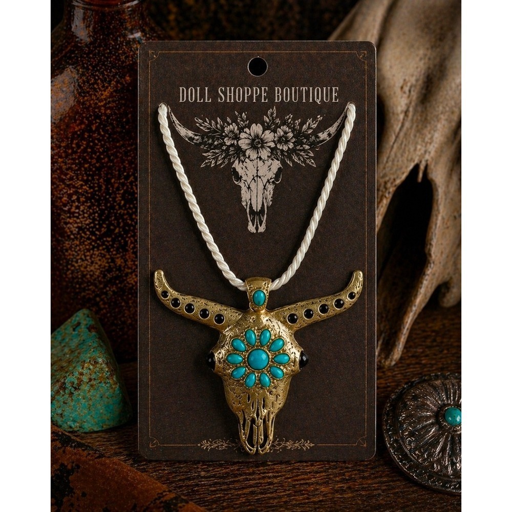 Gold tone Rope Chain Necklace w/ Large Western Pendant (3" x 3") –  Boho Luxe